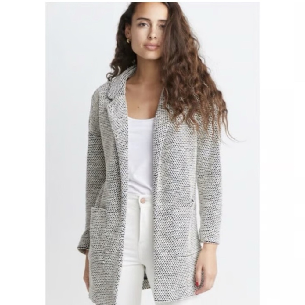 Marine Layer Birdseye Black and White Textured Cardigan Size M